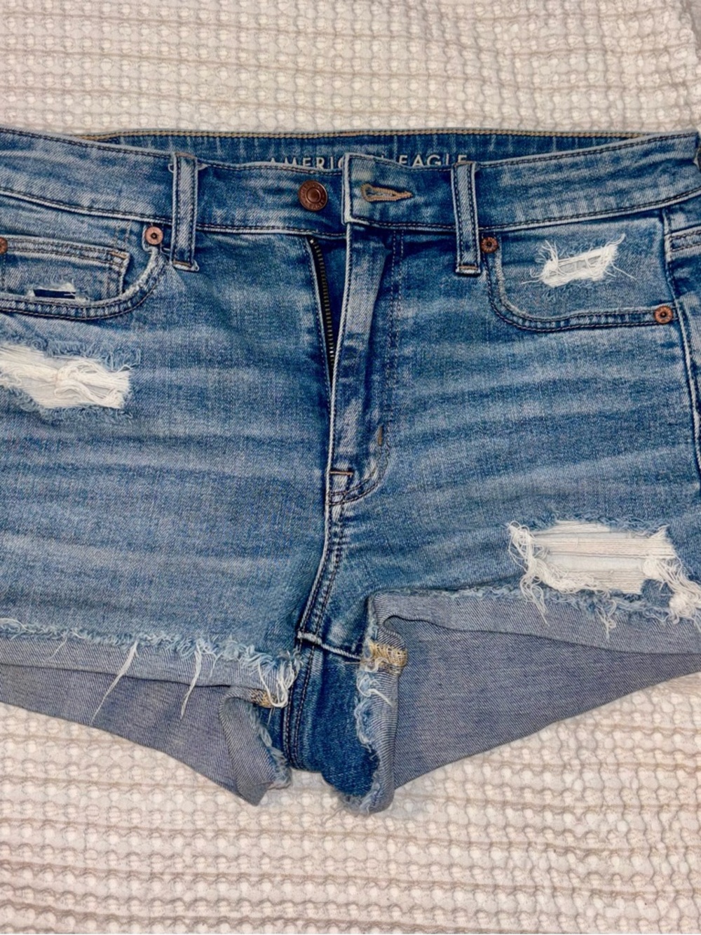 American Eagle Outfitters Light Blue Distressed Denim Cutoff Shorts